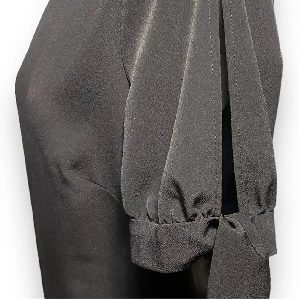 AB Studio Tie Split Sleeve Sheath Dress Black 12